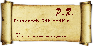 Pittersch Rézmán névjegykártya